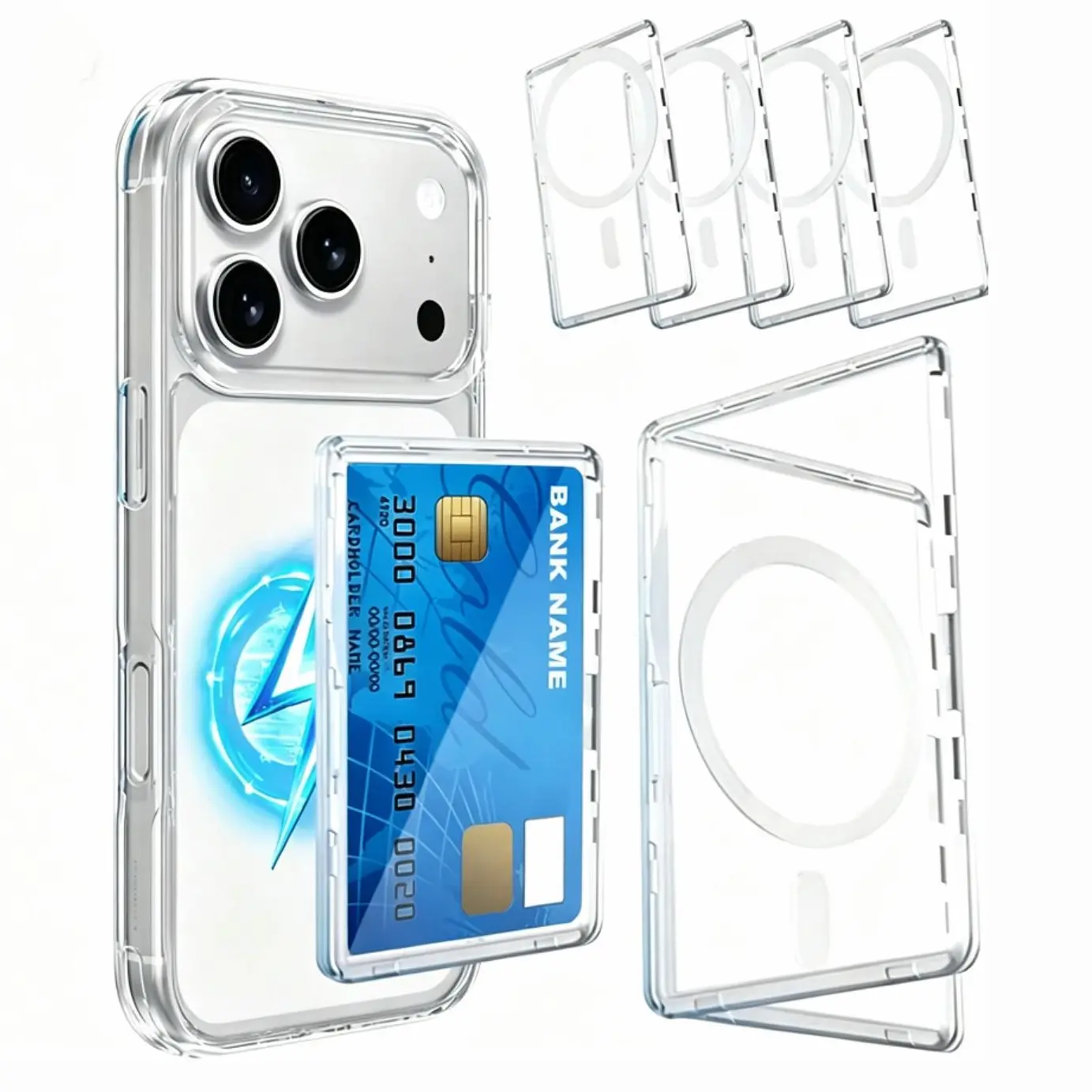 Magnetic Clear Card Holder Case for iPhone & Samsung – MagSafe Compatible, Fits Credit Cards & K-pop Photocards