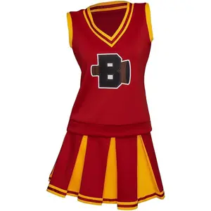 Sabrina Cheerleader Costume Cosplay Red High School Musical Cheer Uniform Cheerleading Outfit Top Skirt Women Adult
