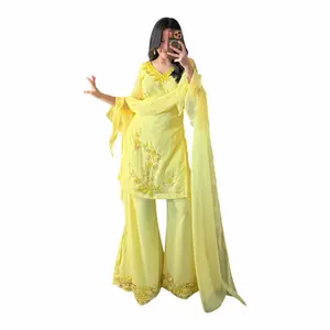 Handwork 90’s style handwork Yellow Kurtha Set   Bright yellow with beautiful detailed embroidery, giving you that classic 90s desi vibe. Elegant, flowy, and perfect for festive days or special occasions