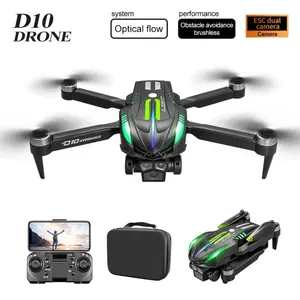 D10 Drone | Brushless Motor 4-Way Obstacle Avoidance Drone with Gradient Flowing Lights, Optical Flow & Servo Gimbal EIS Stabilization, Dual WIFI Camera, Sports Car Shape, Foldable, Gesture Control & One Key Return