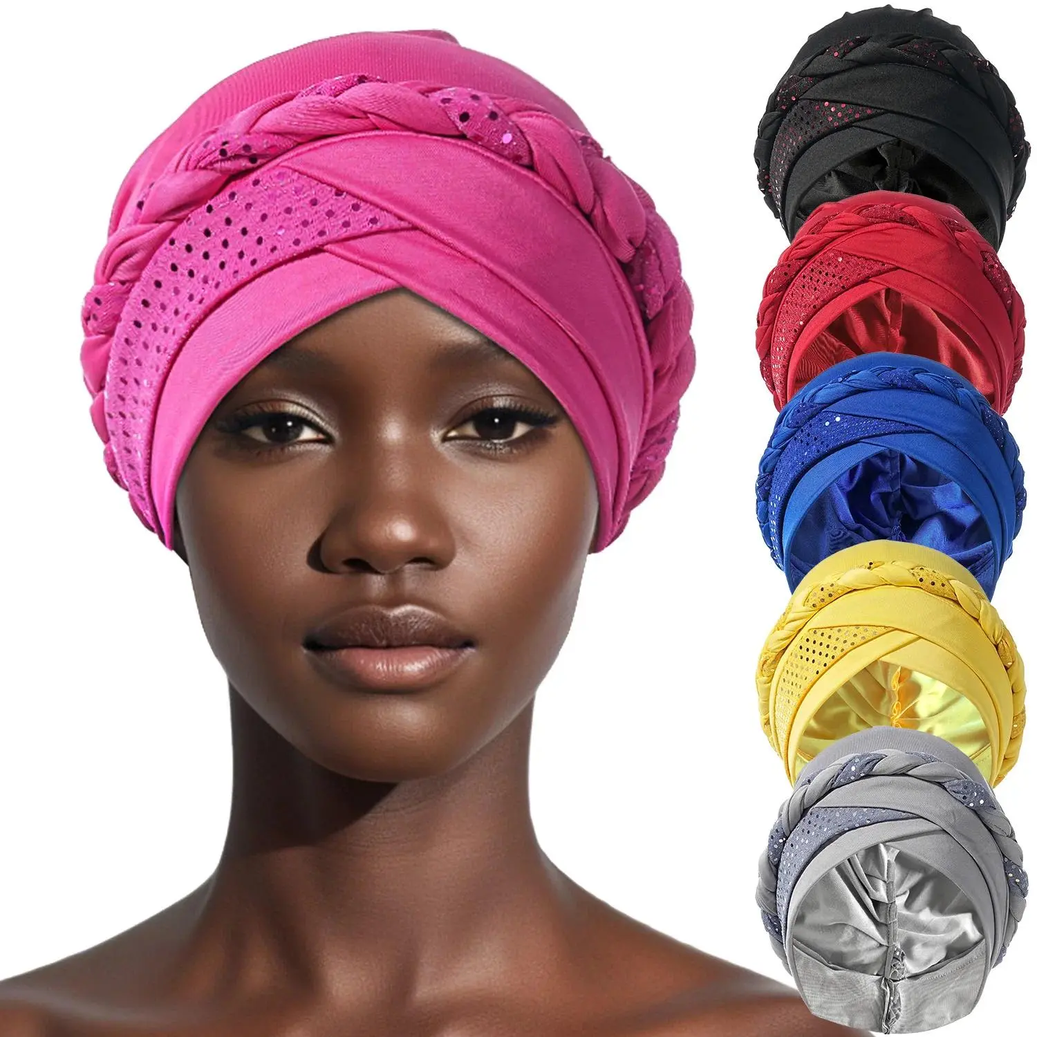 Solid Color Turban Bonnet for Women, Rhinestone Embellished Hijab Inner Cap, Underscarf Head Wrap Hat, Turban Hijab Hats, Clothing