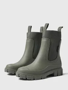 Women's Fashionable Solid Color Rain Boots, Casual Waterproof Non-slip Sock Boots for Daily Wear, Female Versatile Trendy Shoes for Outdoor, Casual Ankle Boots