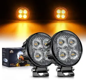 Nilight 2PCS 3Inch 12W Amber Round LED Car Lights, 90° Flood Beam Driving Pods with Built-in EMC, Offroad Side Fog Lights for Tractor, SUV, Led Lights Car
