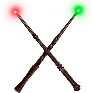 Light Up Wizard Wand with Sounds & 4 Lightings - 2-Pack Illuminating Magic Witch Toy Wands for Kids Cosplay Party Favors, Set B (Hive & Spiral)