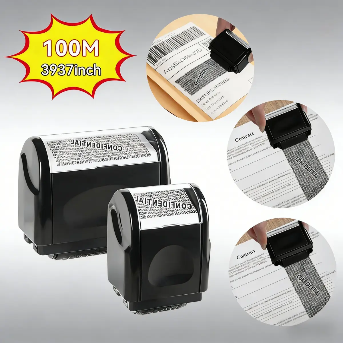 Privacy Block Security Roller Stamp - Blocks Address and Billing Info for Identity Theft Prevention, 100m Long-Lasting Wide Roller Stamp, Christmas & Holidays Home/Office Essential, Ideal Gift for Mail Packages Scrapbooking Stationery