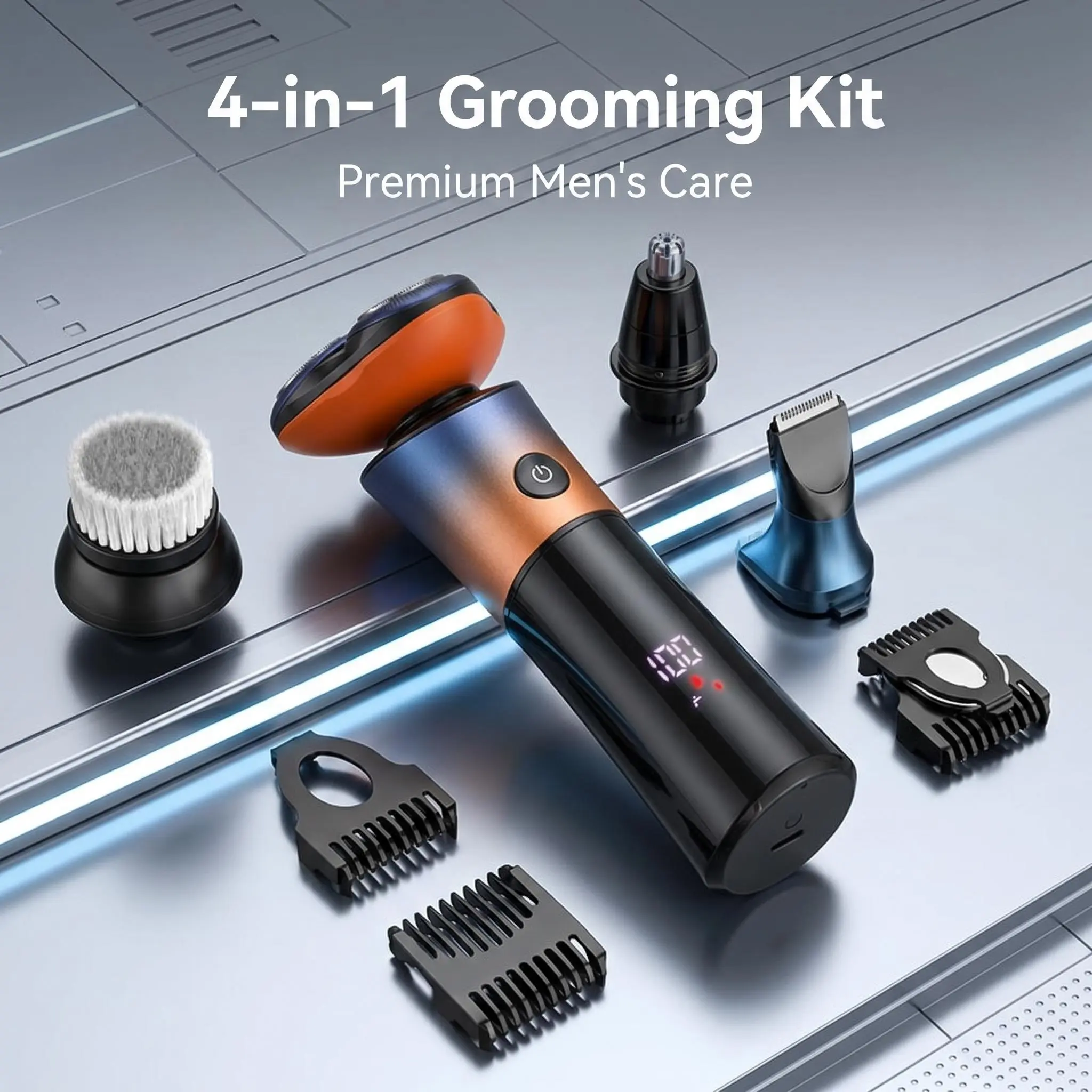 4-in-1 Magnetic Electric Shaver, Triple Floating Blades Men’s Exclusive Grooming Kit for Travel & Daily Use,Ideal Gift for Fathers or Boyfriends
