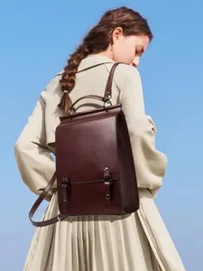 Women's Solid Color Split Leather Backpack, Fashionable Large Capacity Zipper Backpack, Casual Versatile Backpack for Work, Daily, and Back-to-School