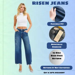 RISEN High Rise Crop Wide Leg Jeans