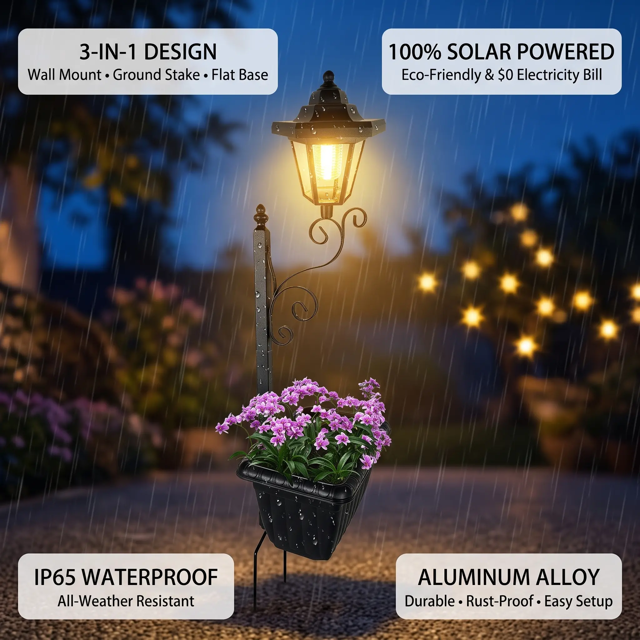 【Upgraded】2-in-1 Outdoor Solar Post Lamps Waterproof,【Wall Mount & Freestanding & Ground-inserted】Solar Post Lights,  Outdoor Decorative Lamp for Garden, Patio, Front Porch, Back Door, Warm White, Yard Lawn  Driveway Sidewalk Garden Decor solarlight gift
