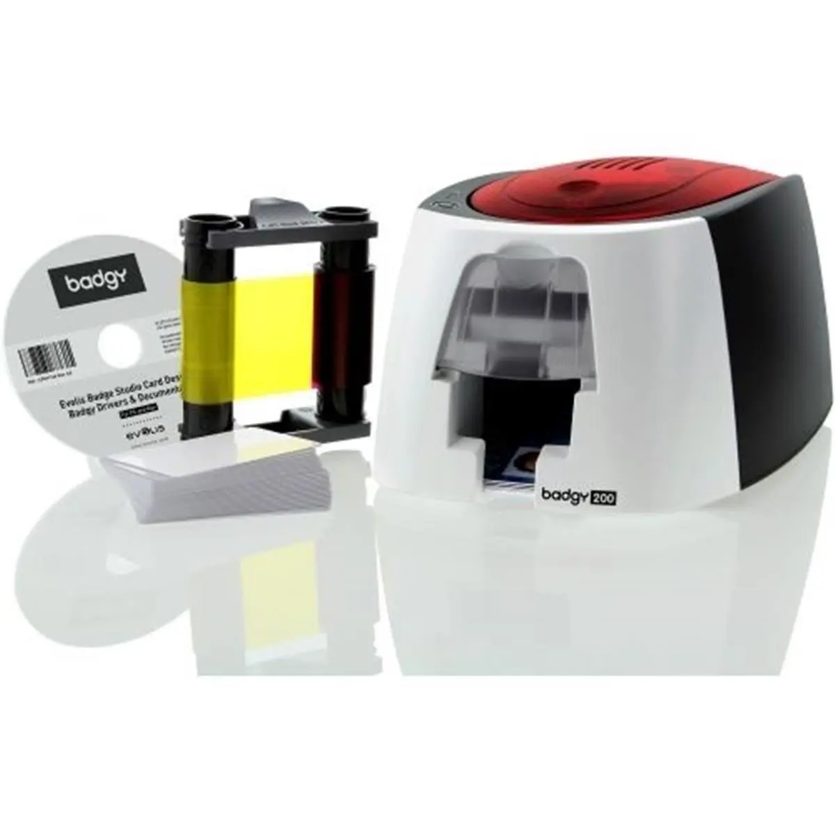 Badgy 200 ID Printing Machine Kit - On-Demand Personalized Badges & Plastic Cards Printer, Includes Ribbon