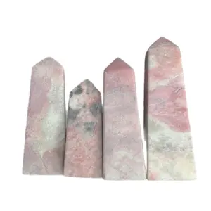 Natural Pink Opal Obelisk - Natural Stone with Pink and Gray Marbling, Ideal for Home Decor and Spiritual Use