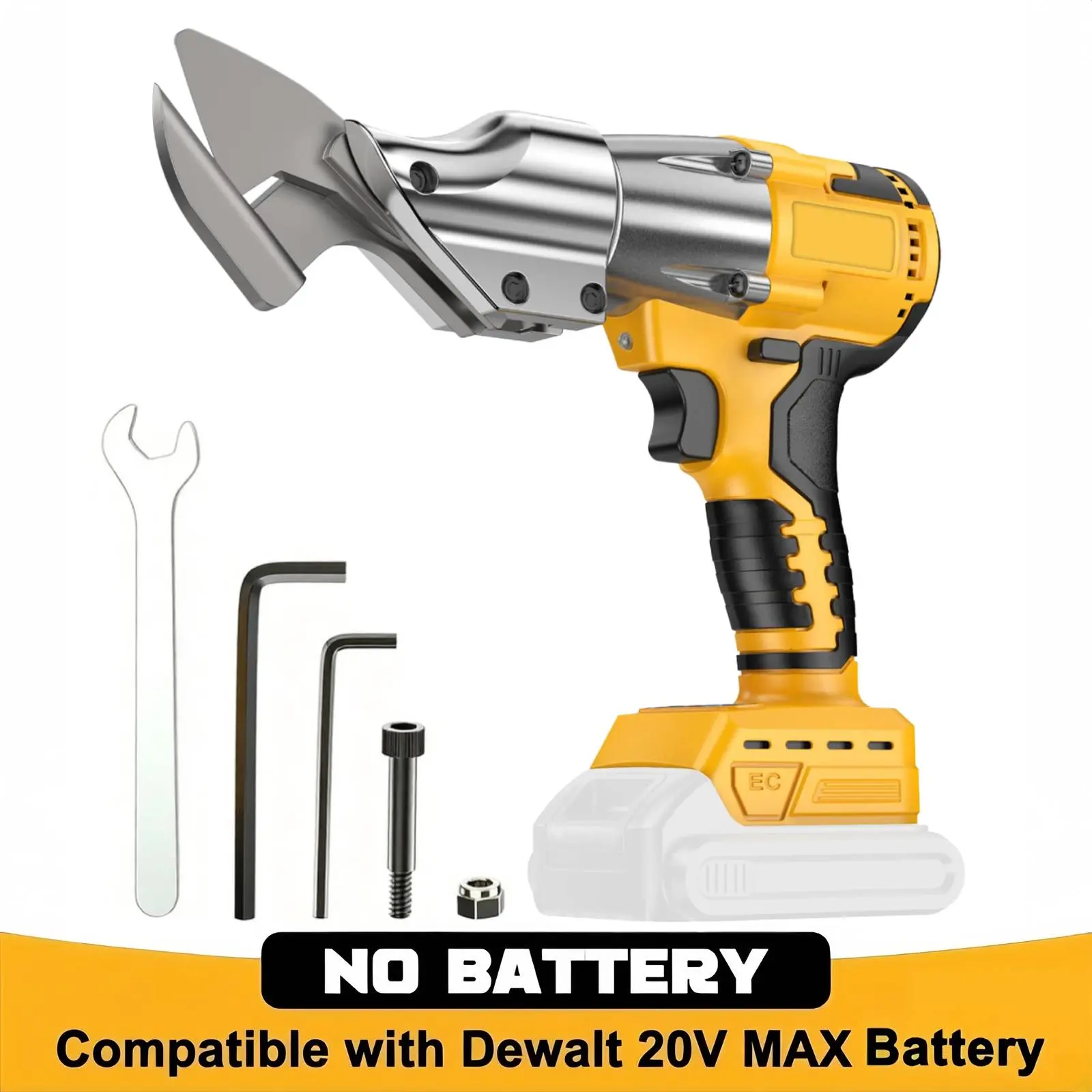Cordless Metal Shears (Tool Only) Compatible with DeWalt 20V MAX Battery - 18-Gauge Sheet Metal Cutting Capacity, 360° Pivot Head, Cuts Iron, Aluminium, Leather, Cardboard, Plastic, for DIY Projects, Easy Maneuverability
