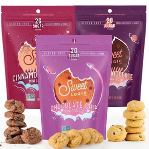 Sweet Logic Low Sugar Gluten Free Mini Cookies Variety Pack- Double Chocolate Brownie, Cinnamon Churro Snickerdoodle, Chocolate Chip -3ct/2.25oz - Tiktok Listing cookies chocolate chips cookies trans fat free cookie Snack Cooky High Fiber Low Carb