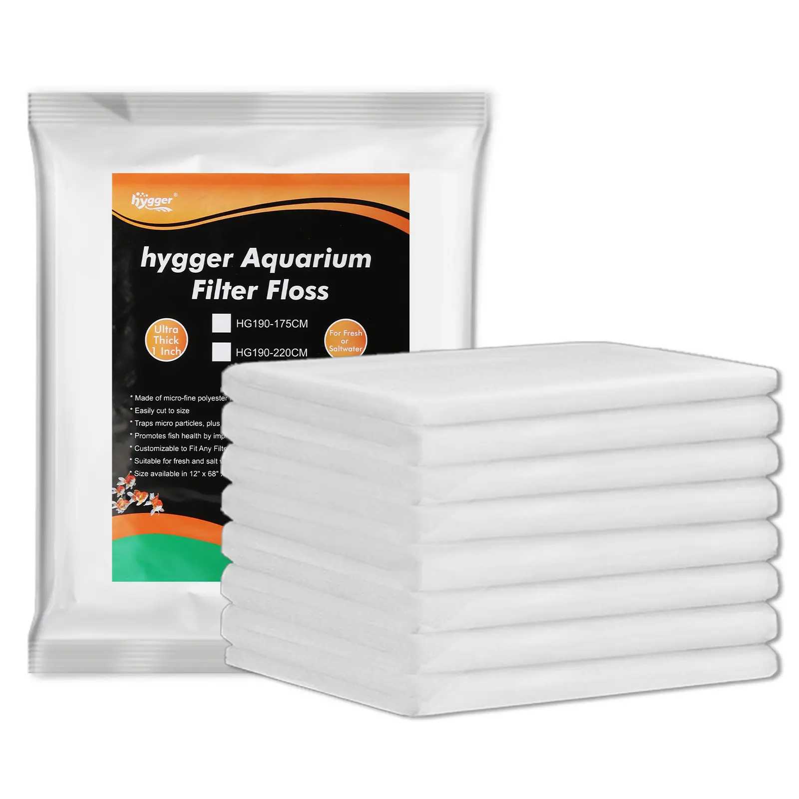 hygger Aquarium Filter Media Pad Micro Fine Multi-Layer Fish Tank Filter Floss Water Polishing Filter Pad Sump Canister Filter Media Roll Cut