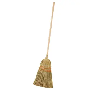 Giant Commercial Corn Broom - Natural Material with Orange Accents on Handle