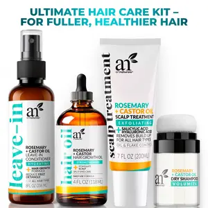 artnaturals Ultimate Rosemary + Castor Hair Bundle - Includes Top Selling Products for Growth, Volume & Refresh