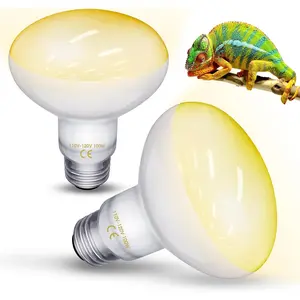 Reptile Heat Lamp Bulbs, 2 Pack 100W Incandescent Basking Spotlight Bulb for Reptiles Tanks, Dimmable Daylight Reptile Amphibians Habitat  Heat Lamp for Bearded Dragon, Lizard, Turtle, Chicken