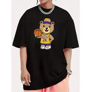 Lakers Themed Teddy Bear T Shirt Perfect Gift for Basketball Enthusiasts