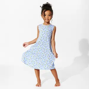 Milk & Cookies Blue Bamboo Girls' Sleeveless Dress