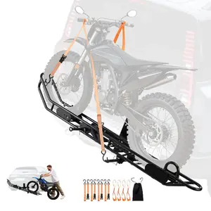 VEVOR Motorcycle Carrier, 500 lbs Capacity, Heavy Duty Steel Hitch Mount Rack with 47in Ramp, Ratchet Straps Stabilizer, Scooter Dirt Bike Trailer Hauler for Car Truck with 2-Inch Hitch ReceiverVEVOR Super Brand Day