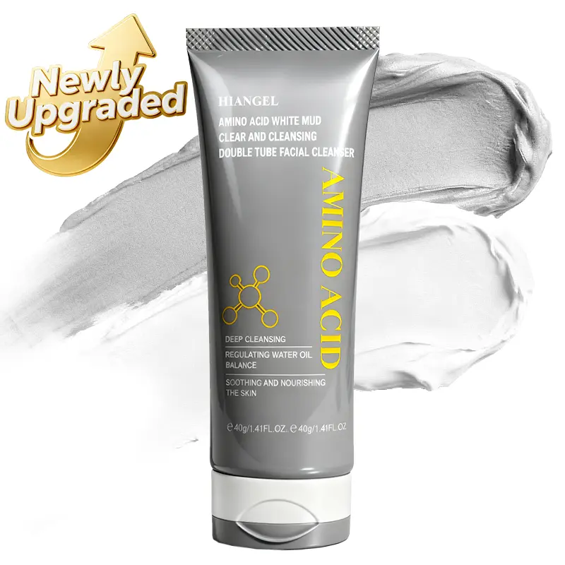 HIANGEL Amino Acid White Clay Facial Cleanser – Dual-Tube   Twist Design, Gentle Deep Pore Cleansing, Exfoliating,   Blackheads, Acne, Oil Control & Brightening Face Wash for   All Skin Types, 1.41oz + 1.41oz