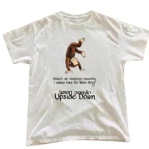 Upside Down Curious George T-shirt, Funny Monkey Shirt, Vintage Graphic Tee, Y2k Upside Down Shirt, Unisex Shirt, Gift for Him for Her