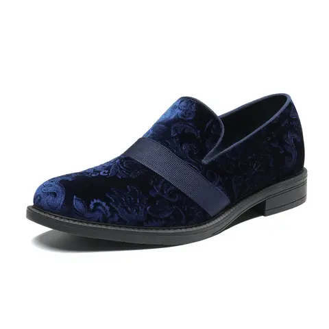 BRUNO MARC Men's Stylish Velvet Flat Closed-Toe Loafers - Classic Chic Cushioned Sole Comfortable Tuxedo Dress Shoes with Soft PU, Memory Foam Insole, TPR Outsole for Stability