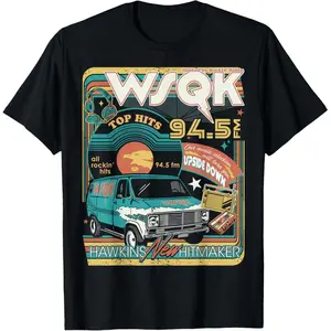 Season 5 WSQK Hawkins New Hitmaker Retro T-Shirt 100% Cotton Soft Breathable Unisex Graphic Tee for Daily Use & Special Events plus  size  top comfort shirt🤘🤘🤘