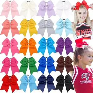 20 count 8" Large Cheer Bows for Girls Ponytail Holder Grosgrain Ribbon Cheerleading Bows Elastic Hair Tie Bands for  Girls School College Teens Senior Cheerleader