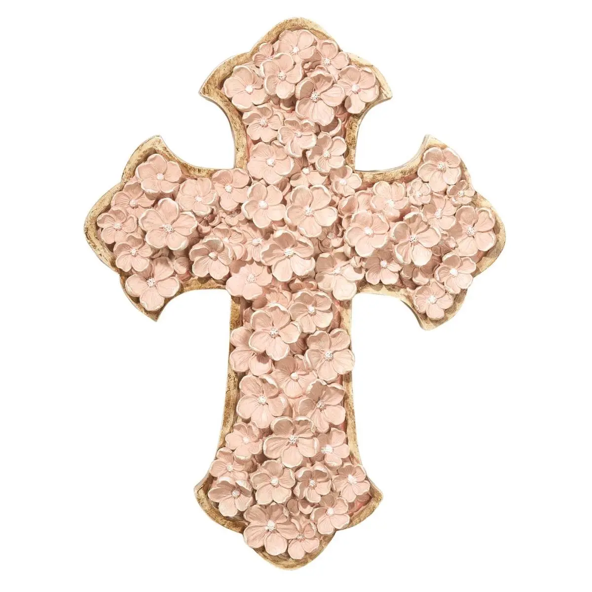 Dicksons WCR-510 12 in. Floral Resin Wall Cross, Pink
