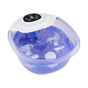 Salt-N-Soak Footbath with Heat Boost and Soaking Salt Starter Kit, 4 Soothing Massage Rollers, Toe-Controls, Splash Guard, Bubble, Vibration Massage, Bath Salt Dispenser, LED Display