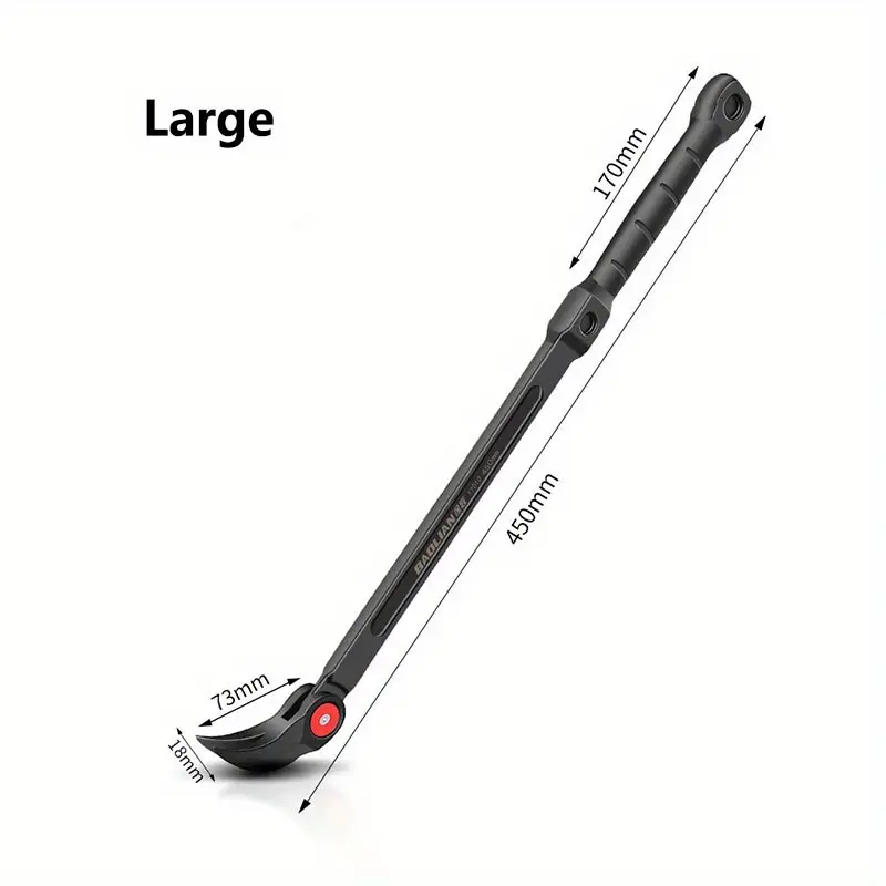 Heavy-Duty Adjustable Angle Pry Bar with Non-Slip Handle, 180° Rotating Locking Head, Heavy-Duty Forged Steel Construction, Mechanic Tool for Car Maintenance, Equipment Alignment, Lifetime Durability