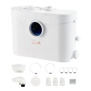 Macerator Pump 700W With 9600 L/H Flow, 32.8 Ft (10 M) Head, Sump Wastewater Macerator Pump For Toilet, Basement, Kitchen, Sink, Shower And Bathtub, 3 Inlets, Upflush Sewage Disposal Machine For Waste Water Management