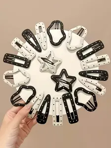 19 Cute Star And Cloud Faux Leather Hair Clip Set, with Colorful Sweet Style Polka Dot Design Hair Additions, Ladies Star Hair Clip Updo, Fun Hair Clips