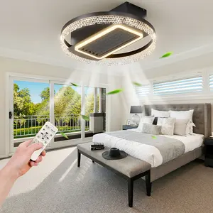20-Inch Modern Leafless Ceiling Fan with Remote Control, Removable & Washable Design, Reversible Motor