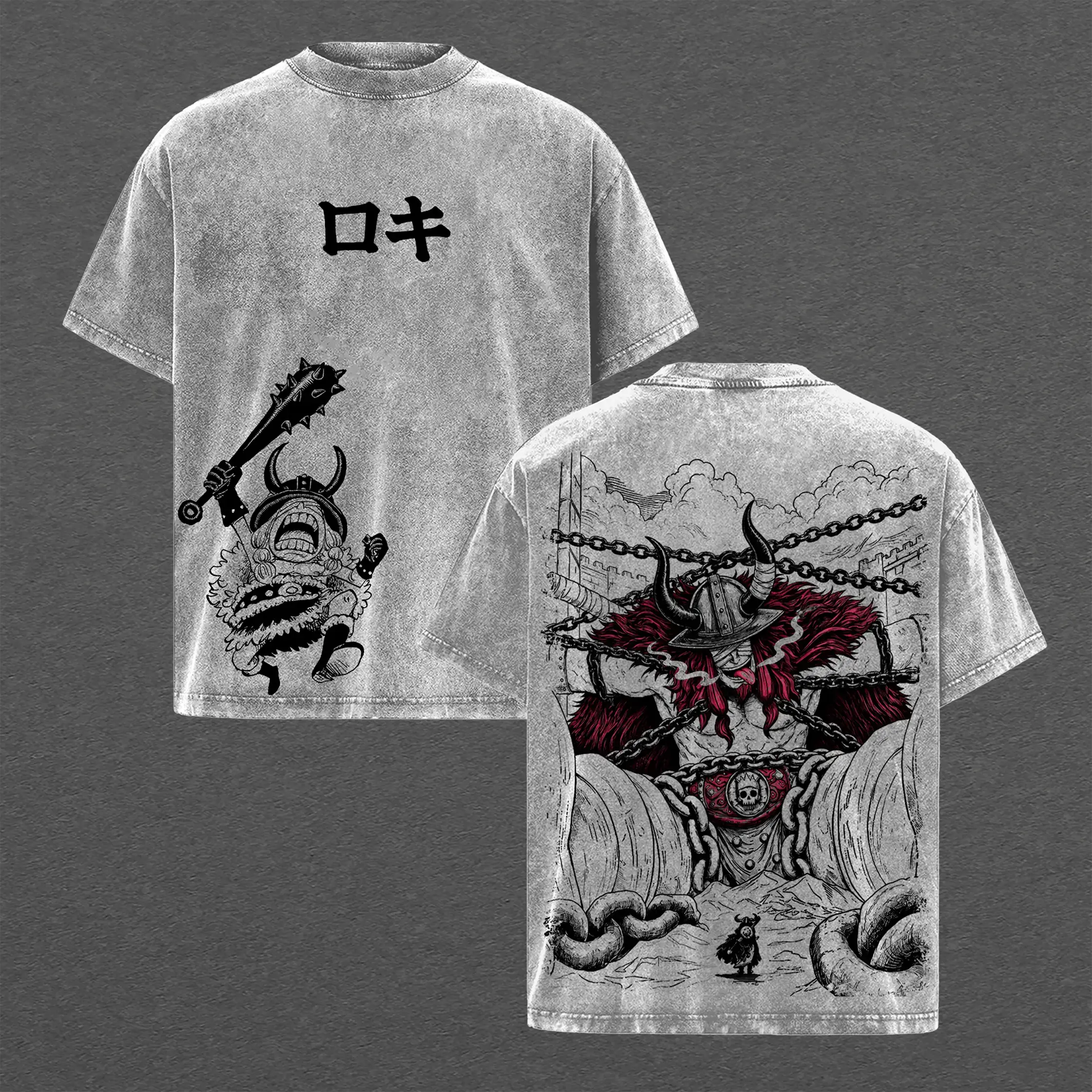 Loki Elbaf Prince Anime T-Shirt, Vintage Washed Heavy Cotton Top, Unisex Oversized Fit Shortsleeve Seamless Streetwear Tee