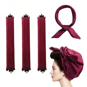 4Pcs Velvet Heatless Hair Curler Set Overnight Lazy No Heat Flexi Rods Soft Sleeping Hair Rollers Styling Accessories for Women