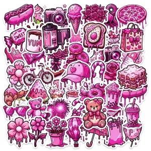 50pcs Pink Melting Sweetheart Cartoon Stickers, Suitable for Scrapbooks, Diaries, Laptops, Water Bottles, Cars, Etc. A Gift with A Positive Message and A Design Based on Faith. Car Decals