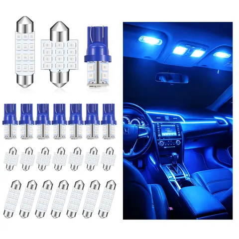 24-Piece Car Interior LED Light Bulb Kit - T10, 31mm, 42mm Festoon Bulbs, Map/Door Courtesy Replacement, PC+LED, Plug-In DIY, Rotatable, Car Accessories, Led Lights