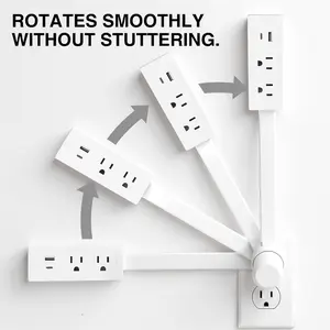 Power Socket Extender with USB-A, USB-C, 2 Ac Outlets, Extendable 17-27 Inches, Rotates 180°, USB Multi Plug, Swivel Socket, Multifunctional Power Strip, Ideal for Hard-To-Reach Spaces