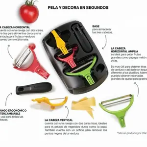 Click Series Peelers - Horizontal & Vertical Designs for Fruits Vegetables - Ergonomic Handle - Ideal for Papaya Melon & Hard Vegetables - Chic Brand