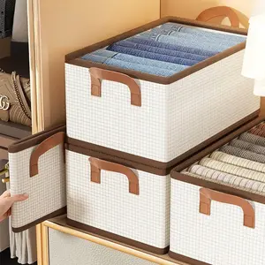 2 Pack Clothes Storage Bins, Fabric Storage Bins, Closet Layered Organizer Basket, Closet Organization, Foldable Large Capacity, Super Big Clothing Toy Pants Storage Box