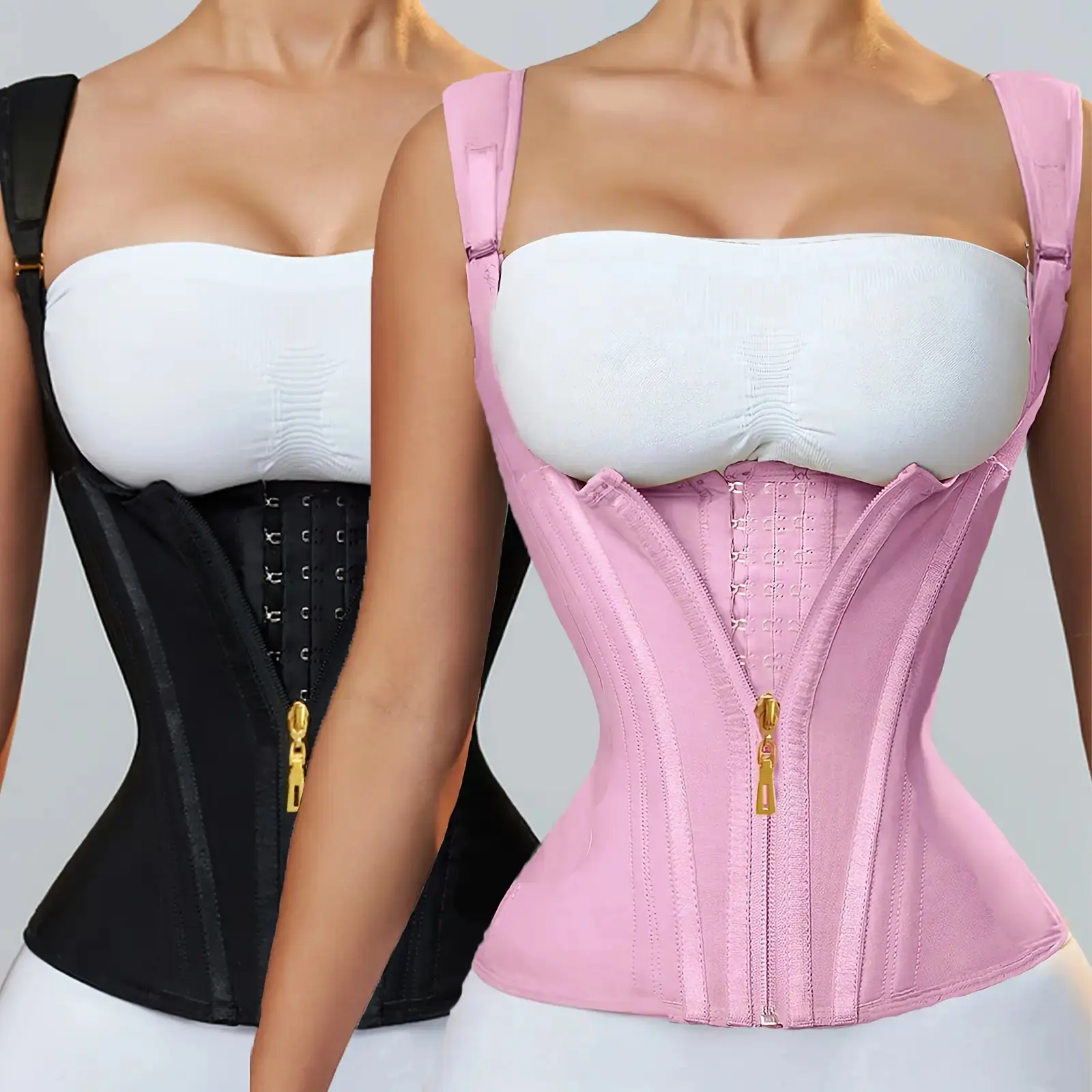 Adjustable Supportive Abdominal Shapewear Belt with Back Support - Zipper+3 Buckles Closure for Customizable Multi-Size Fit, Ideal for Sports & Daily Wear to Improve Posture