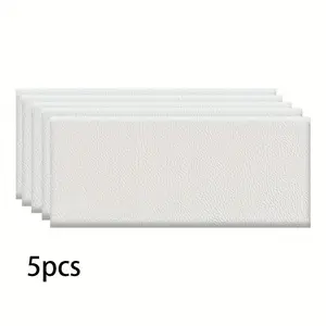 5-Piece Multi-Colored Anti-Collision Soundproof Self-Adhesive Wall Panels, Removable Decorative Wallpaper DIY Wall Mounted Decoration, Soft Material, Easy Peel & Stick