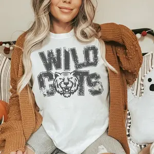 Wildcats T-Shirt Women Men | Distressed Mascot Graphic Tee | School Spirit Shirt | Unisex Game Day Top | Tailgate Outfit | College T-shirt