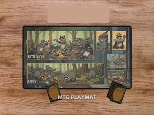 Raccoon Panda Trash Playmat and Mousepad TCG CCG, MTG Desk Mat