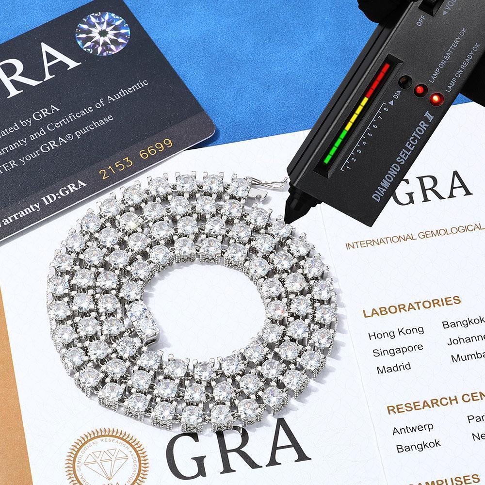 Fine Jewelry Hip Hop 925 Sterling Silver VVS Moissanite Diamond Cluster Tennis Chain Bracelet Necklace for Men Women