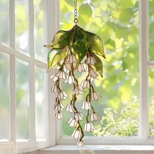 Acrylic Wisteria Window Suncatcher - Hangable Metal Glass Flower Light Catcher, Flower Hanging Decor, Unique Home Decor Gift-Worthy Ornament