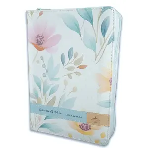 Bible with Portable Closure 12 points RV1960, imitation leather blue flowers with index and floral edge THIS BIBLE IS IN SPANISH