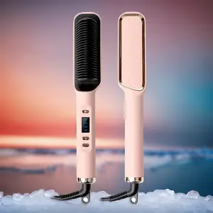 Hair Straightening Comb - Purple Dual-Use Curling Wand with Negative Ion Care for Office and School Haircare Smooth Traditional Comfort